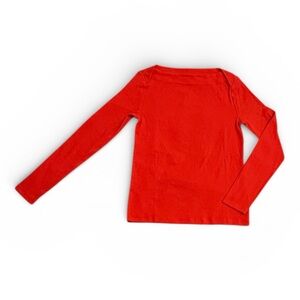 LOFT Boatneck Ribbed Red Long Sleeve Tee Medium New